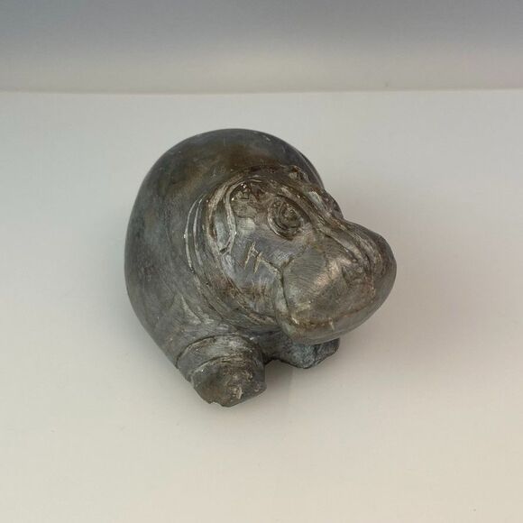 Vtg Carved Stone Hippopotamus Figurine House Hippo Soapstone - Picture 8 of 13